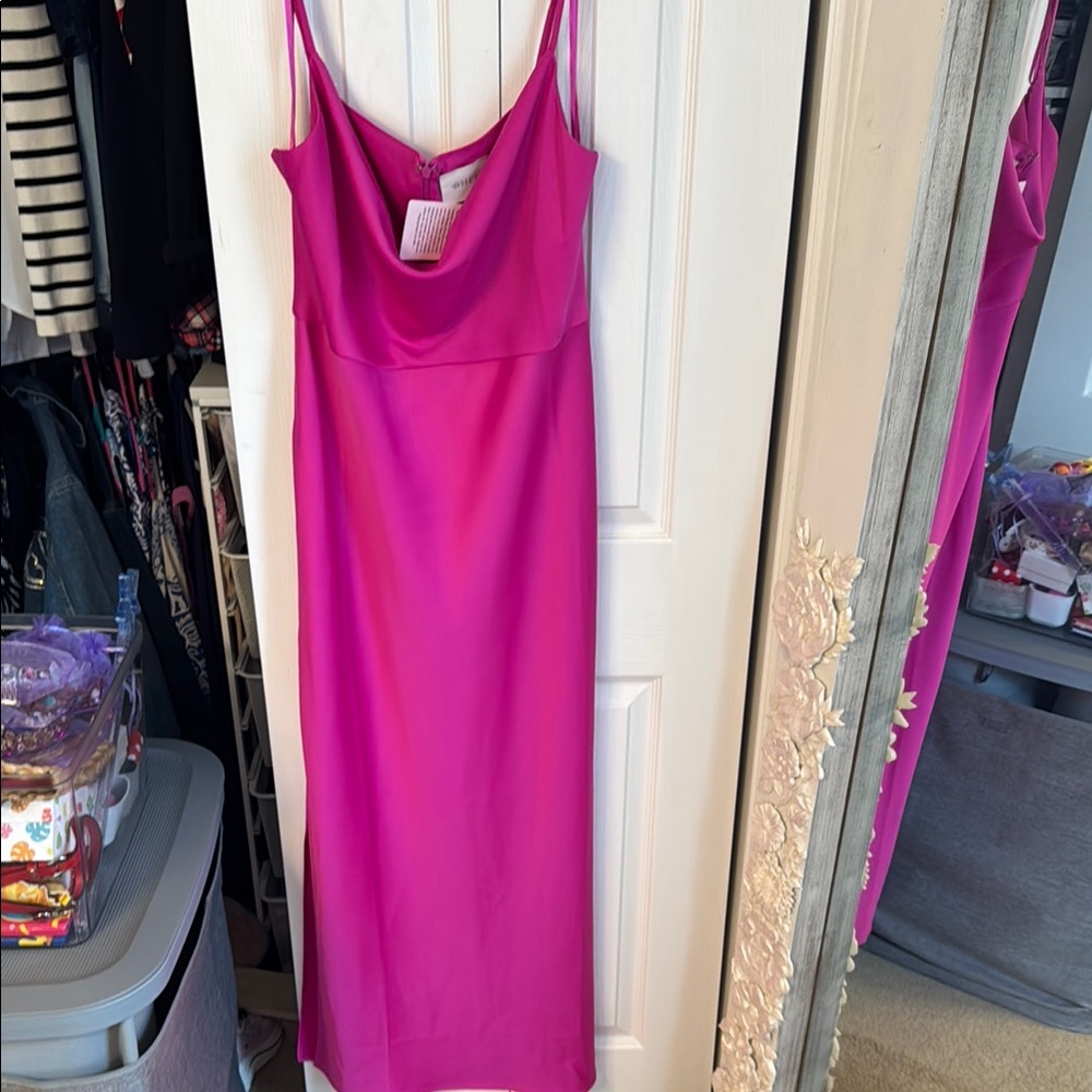 BHLDN Fuchsia Pink Midi Slip Dress